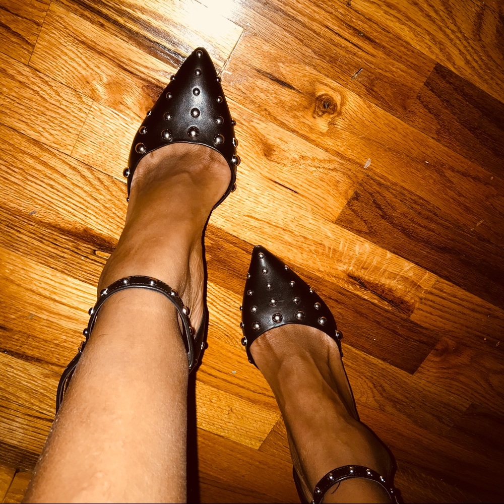 Pointed toe heels with studs